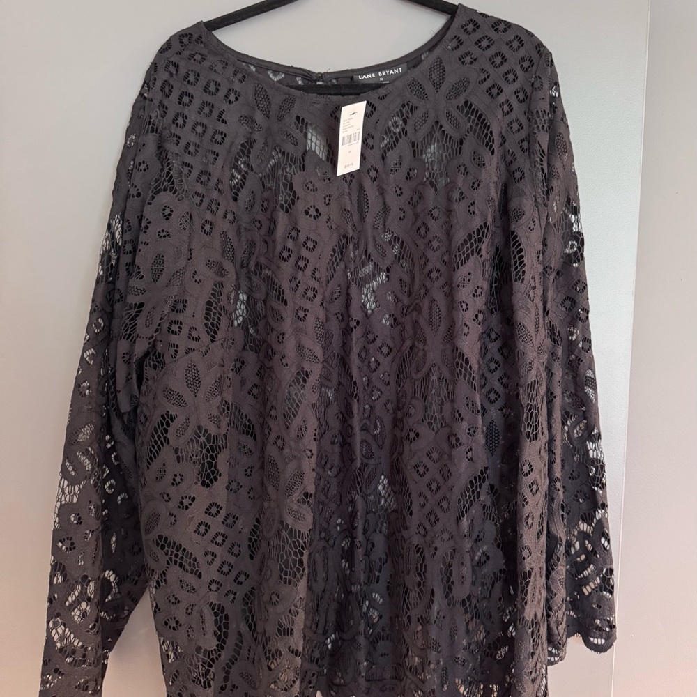 Lane Bryant Black Lace Long-Sleeve Top